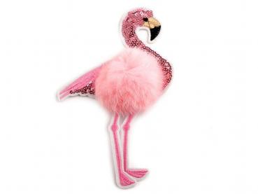 Aufbügler Flamingo mit Fell Hellrosa